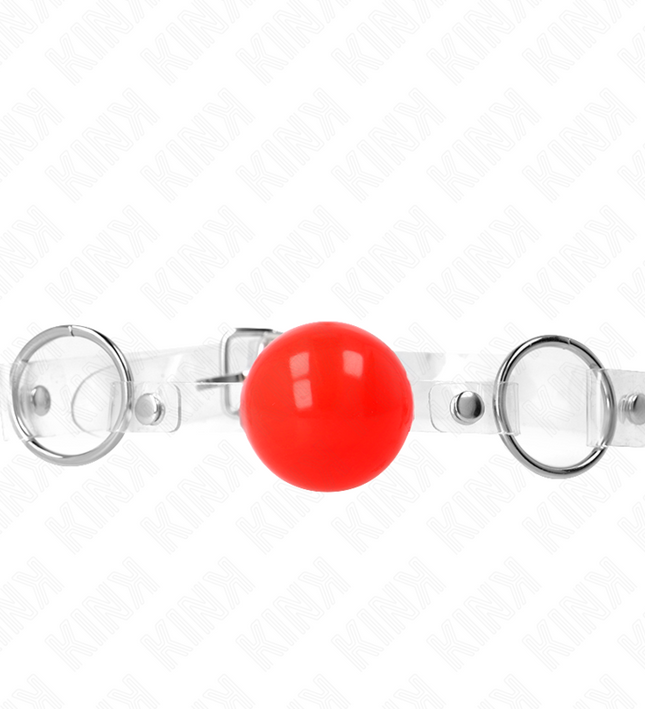 KINK - RED TRANSPARENT PVC BALL 4 CM GAG ADJUSTABLE