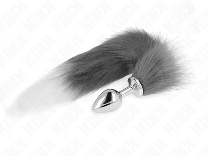 KINK - ANAL PLUG SIZE M 8 X 3.5 CM WITH SYNTHETIC TAIL 40 CM GREY AND WHITE