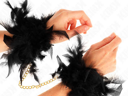 KINK - FEATHER HAND CUFFS WITH GOLD CHAIN MODEL 1