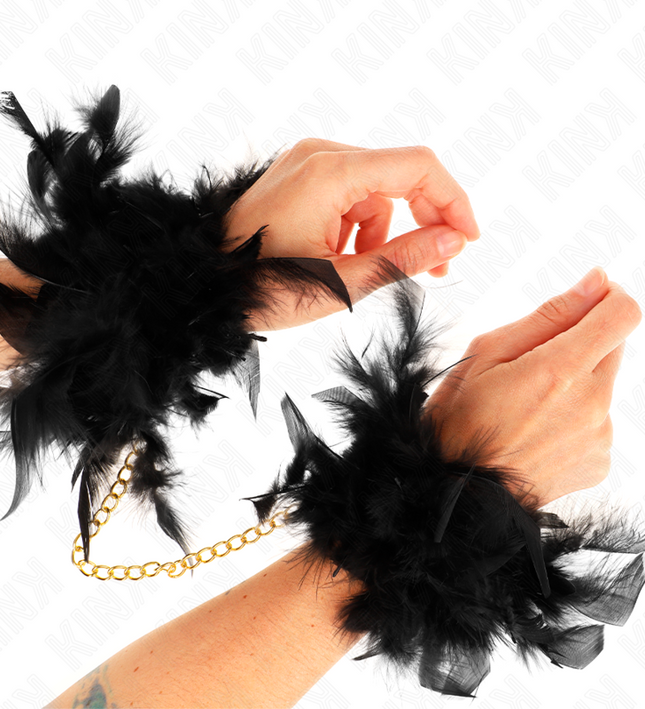 KINK - FEATHER HAND CUFFS WITH GOLD CHAIN MODEL 1