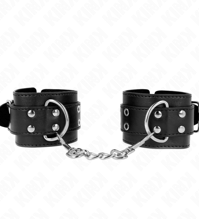 KINK - DOUBLE BUCKLE WRIST RESTRAINTS BLACK ADJUSTABLE 19-26 CM