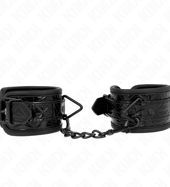 KINK - DIAMOND PATTERN WRIST RESTRAINTS BLACK ADJUSTABLE 17-26 CM X 5.5 CM