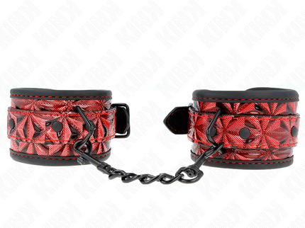 KINK - DIAMOND PATTERN WRIST RESTRAINTS DARK RED ADJUSTABLE 17-26 CM X 5.5 CM