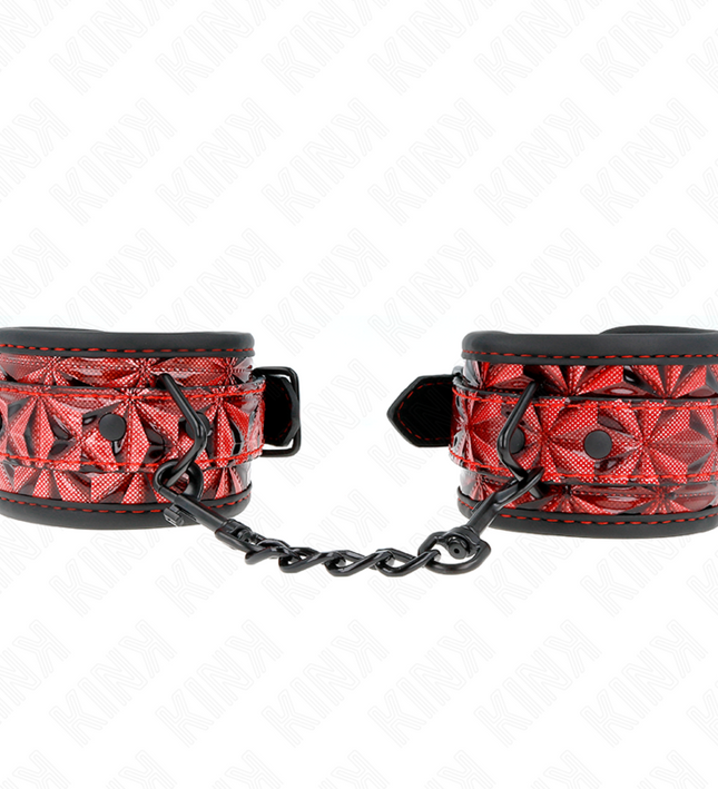 KINK - DIAMOND PATTERN WRIST RESTRAINTS DARK RED ADJUSTABLE 17-26 CM X 5.5 CM