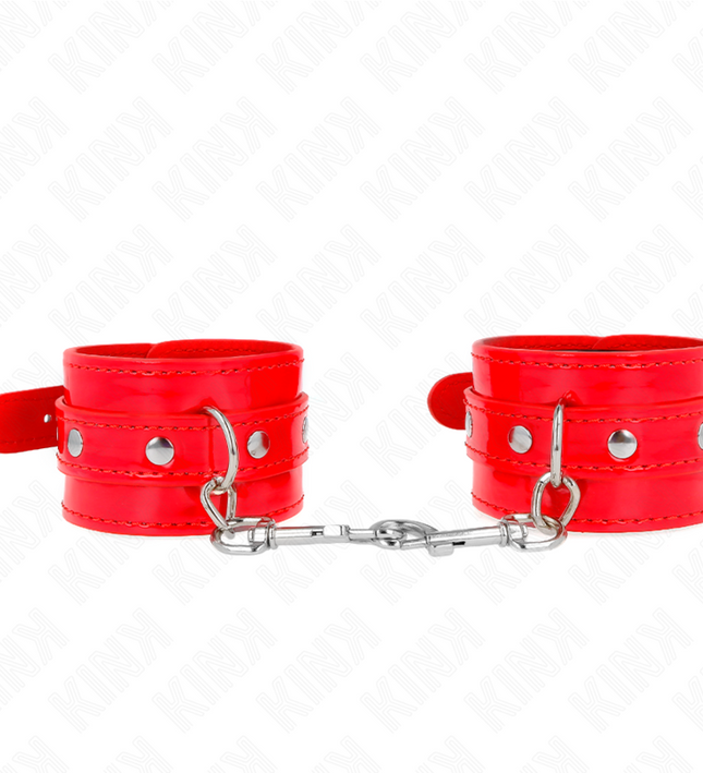 KINK - SHINY HAND CUFFS RED ADJUSTABLE 23-33 CM
