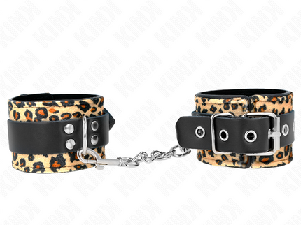 KINK - LEOPARD REAL LEATHER WRIST RESTRAINT ADJUSTABLE 18-29 CM X 5.5 CM