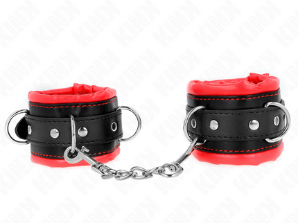KINK - HEAVY WRIST RESTRAINTS WITH RED FUR LINED ADJUSTABLE 20-30 CM X 6 CM