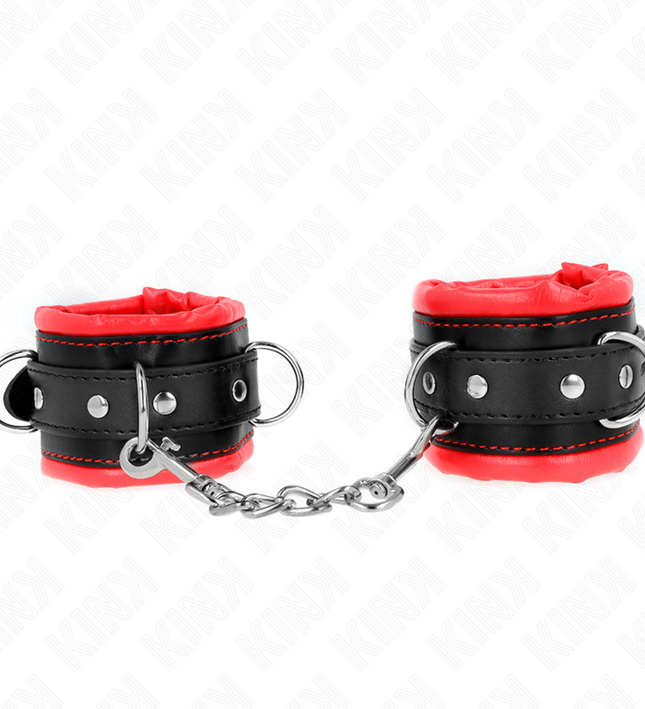 KINK - HEAVY WRIST RESTRAINTS WITH RED FUR LINED ADJUSTABLE 20-30 CM X 6 CM