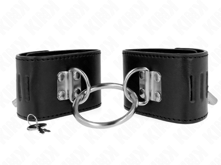 KINK - FIXED WRIST RESTRAINTS WITH RING AND PADLOCK CLOSURE BLACK ADJUSTABLE 16-23 CM X 5.5 CM