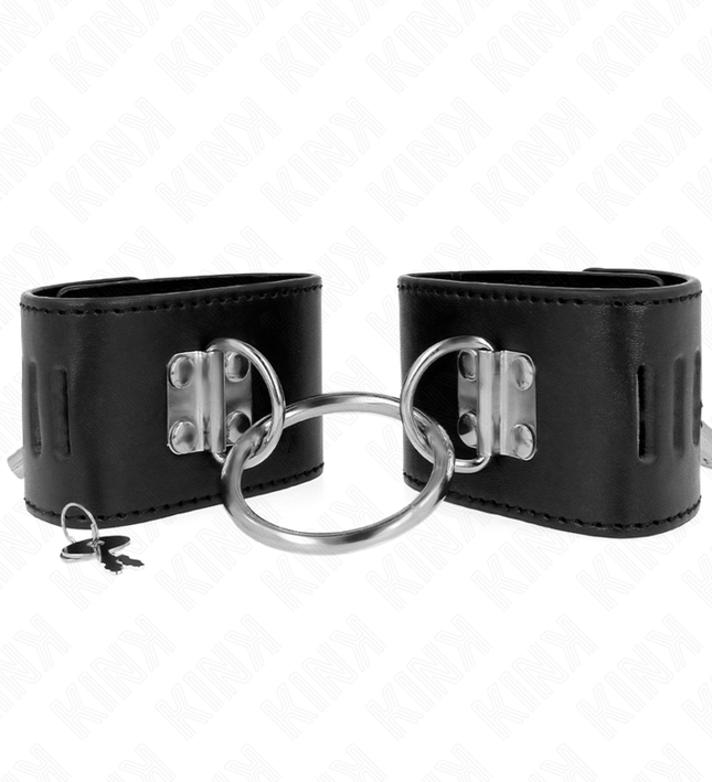 KINK - FIXED WRIST RESTRAINTS WITH RING AND PADLOCK CLOSURE BLACK ADJUSTABLE 16-23 CM X 5.5 CM