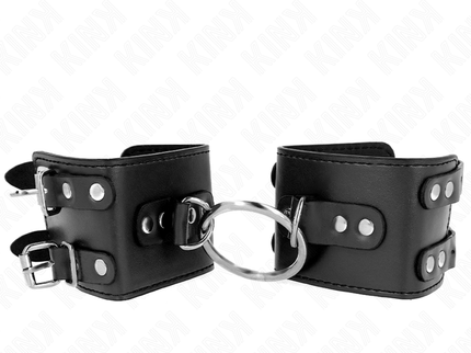 KINK - FIXED WRIST RESTRAINTS WITH RING AND STUDS ADJUSTABLE BLACK 17-22 CM X 6.5 CM