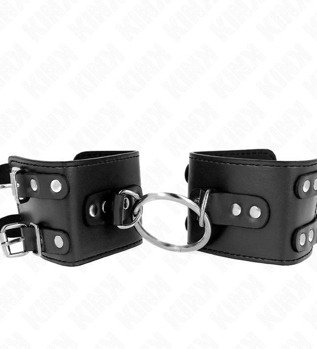 KINK - FIXED WRIST RESTRAINTS WITH RING AND STUDS ADJUSTABLE BLACK 17-22 CM X 6.5 CM