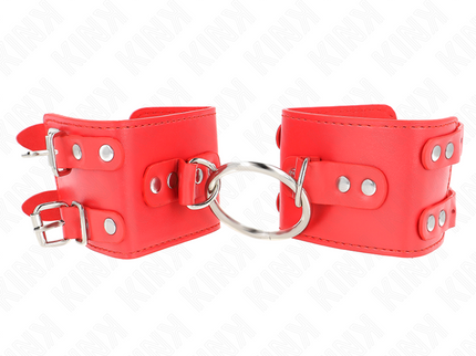 KINK - FIXED WRIST RESTRAINTS WITH RING AND STUDS ADJUSTABLE RED 17-22 CM X 6.5 CM