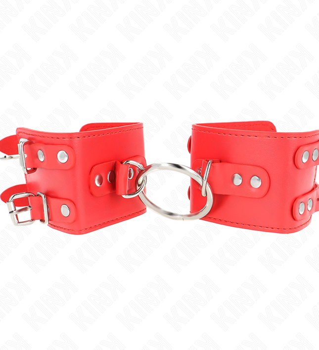 KINK - FIXED WRIST RESTRAINTS WITH RING AND STUDS ADJUSTABLE RED 17-22 CM X 6.5 CM