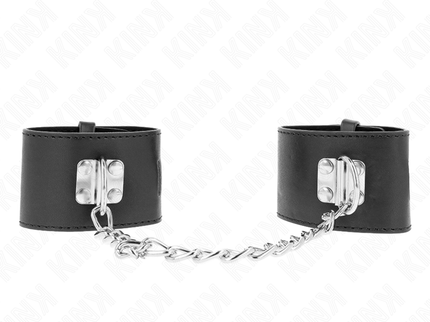 KINK - FIXED WRIST RESTRAINTS WITH CHAIN 30 CM AND PADLOCK CLOSURE BLACK ADJUSTABLE 16-23 CM X 5.5 CM