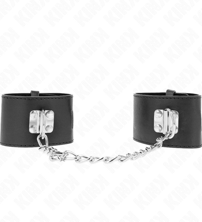 KINK - FIXED WRIST RESTRAINTS WITH CHAIN 30 CM AND PADLOCK CLOSURE BLACK ADJUSTABLE 16-23 CM X 5.5 CM