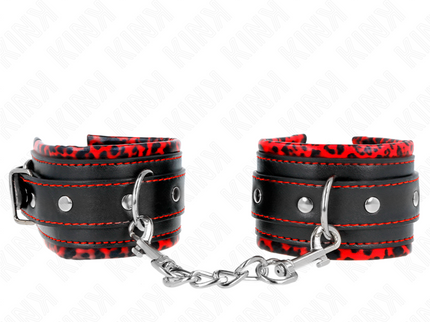 KINK - FUR LINED WRIST RESTRAINTS RED / BLACK ADJUSTABLE 17-29 CM X 6 CM