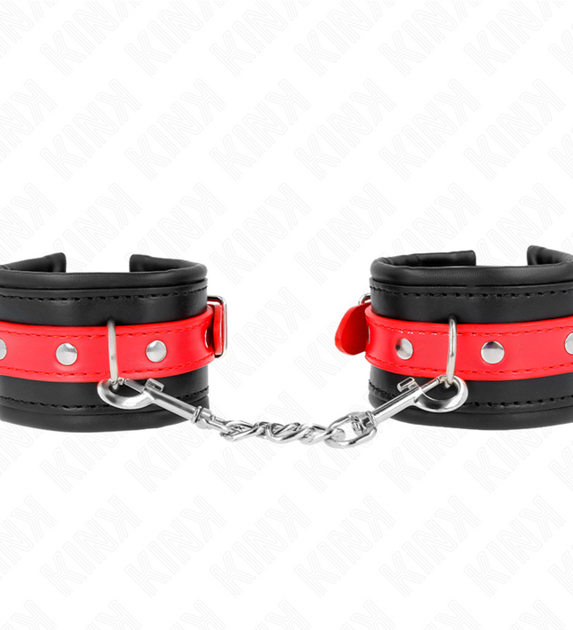 KINK - WRIST RESTRAINTS BLACK WITH RED BELT ADJUSTABLE 17-28 CM X 6 CM