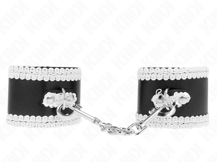 KINK - BLACK WRIST RESTRAINTS WITH WHITE DECORATE LACE ADJSUTABLE 20-23 CM X 5.5 CM