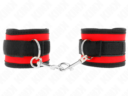 KINK - NYLON BIND HOOK&LOOP WRIST RESTRAINTS RED-BLACK MODEL 2 ADJUSTABLE 18-35 CM X 6 CM