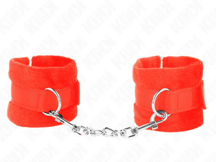 KINK - BEGINNER FUR HAND CUFFS RED 30 X 7 CM
