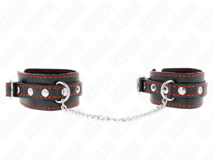 KINK - SMALL WRIST RESTRAINTS BLACK WITH RED LINING ADJUSTABLE 14-24 CM X 3.5 CM