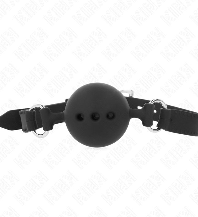 KINK - FULL SILICONE GAG 55 x 2 CM WITH 4.5 CM BALL SIZE M BLACK ADJUSTABLE 35-51 CM