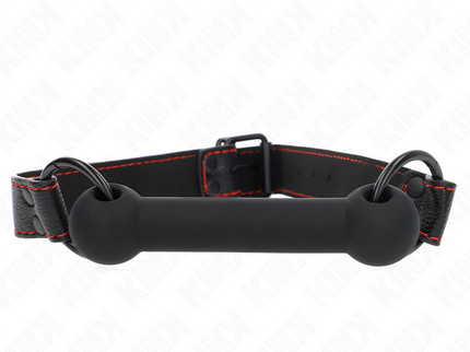 KINK - BONE GAG WITH LEATHERETTE STRAP BLACK ADJUSTABLE 41-57 CM