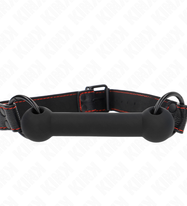 KINK - BONE GAG WITH LEATHERETTE STRAP BLACK ADJUSTABLE 41-57 CM