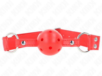 KINK - COMPLETE RED HOLLOW HARD BALL GAG 62 x 2 CM