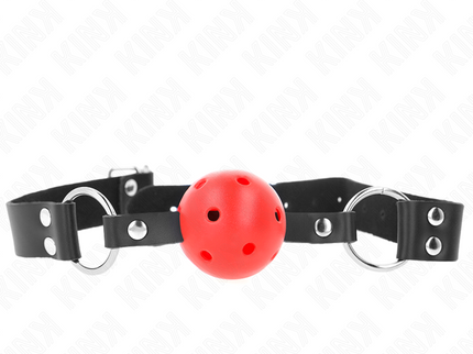 KINK - BREATHABLE BALL 4 CM GAG WITH DOUBLE RIVET RED 62.5 x 2.5 CM ADJUSTABLE 42-58 CM