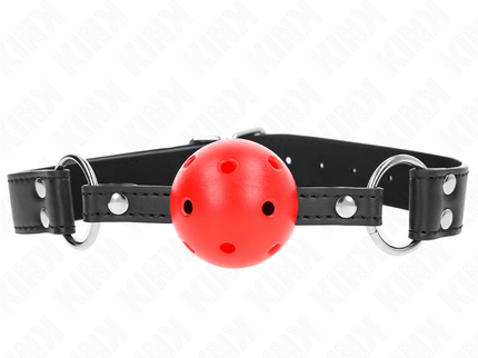 KINK - BREATHABLE BALL 4 CM GAG WITH DOUBLE RIVET LEATHER 62.5 x 2.5 CM ADJUSTABLE 42-58 CM