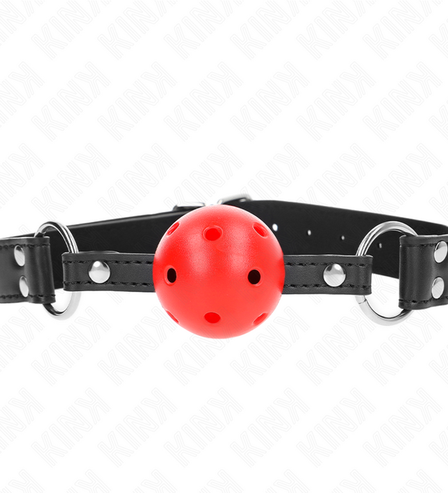 KINK - BREATHABLE BALL 4 CM GAG WITH DOUBLE RIVET LEATHER 62.5 x 2.5 CM ADJUSTABLE 42-58 CM
