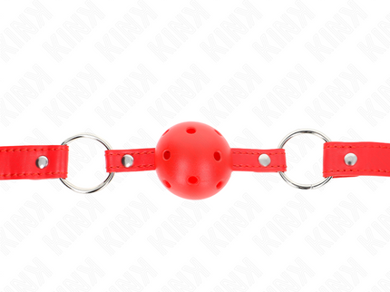 KINK - BREATHABLE BALL 4 CM GAG WITH DOUBLE RIVET MODEL 1 RED 62.5 x 2.5 CM ADJUSTABLE 42-58 CM