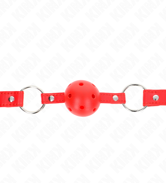 KINK - BREATHABLE BALL 4 CM GAG WITH DOUBLE RIVET MODEL 1 RED 62.5 x 2.5 CM ADJUSTABLE 42-58 CM
