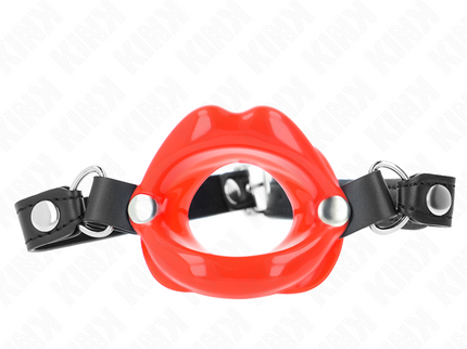 KINK - LIP 8 CM GAG WITH RED LEATHERETTE STRAP 63 x 2 CM ADJUSTABLE 39-58 CM