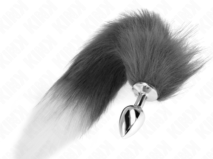 KINK - ANAL PLUG SIZE S 7 X 3 CM WITH SYNTHETIC TAIL 40 CM GREY AND WHITE