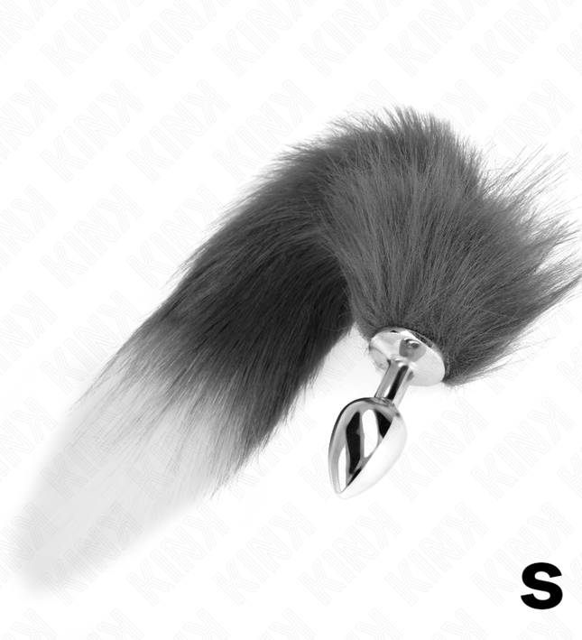 KINK - ANAL PLUG SIZE S 7 X 3 CM WITH SYNTHETIC TAIL 40 CM GREY AND WHITE