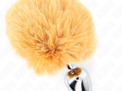 KINK - STAINLESS STEEL PLUG 7 x 3 CM WITH BEIGE FAUX FUR RABBIT TAIL 8 CM