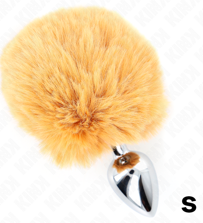 KINK - STAINLESS STEEL PLUG 7 x 3 CM WITH BEIGE FAUX FUR RABBIT TAIL 8 CM