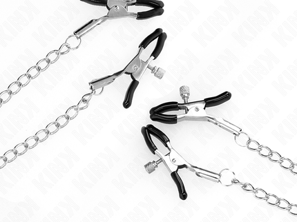 KINK - 4 NIPPLE AND CLIT CLAMPS ADJUSTABLE SILVER