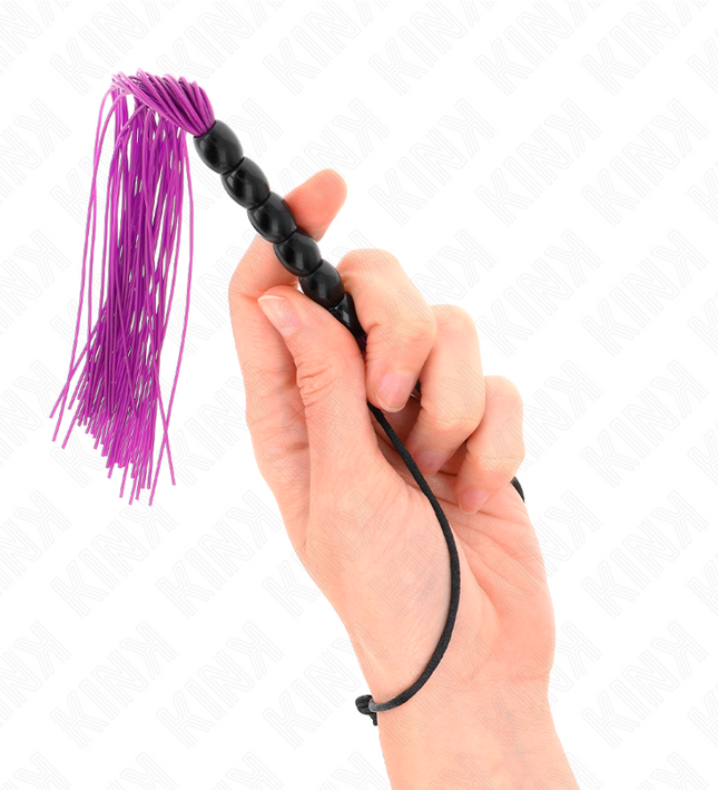 KINK - MINI SILICONE WHIP WITH 6 PURPLE BEADS 26 CM