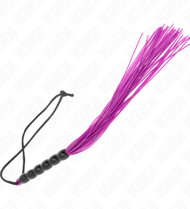 KINK - MINI SILICONE WHIP WITH 6 PURPLE BEADS 26 CM