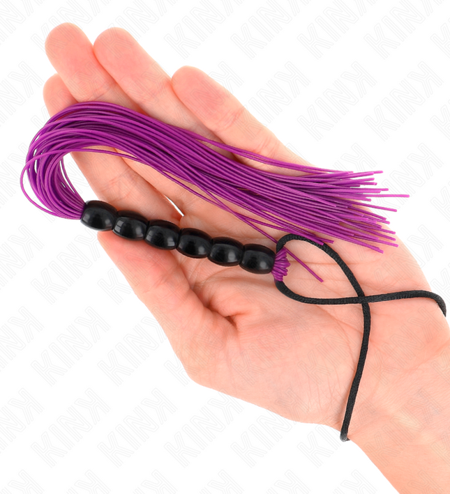 KINK - MINI SILICONE WHIP WITH 6 PURPLE BEADS 26 CM