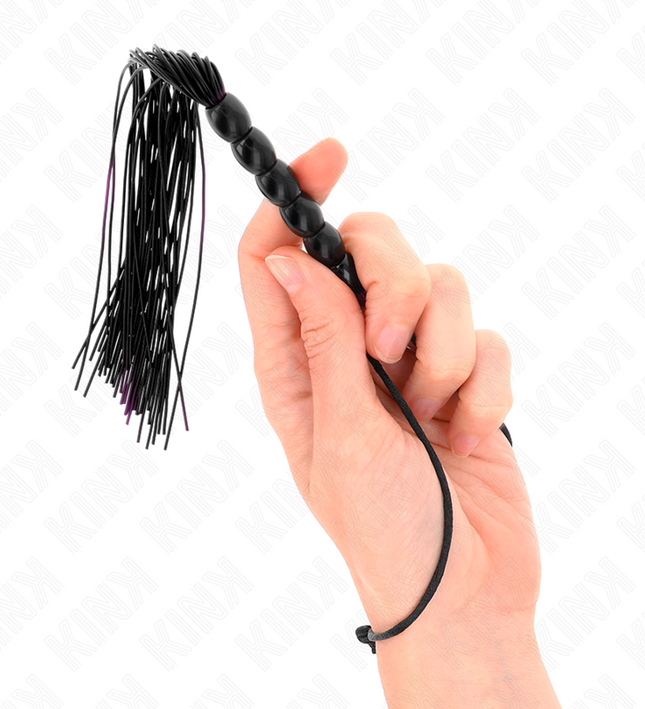 KINK - MINI SILICONE WHIP WITH 6 BLACK BEADS 26 CM