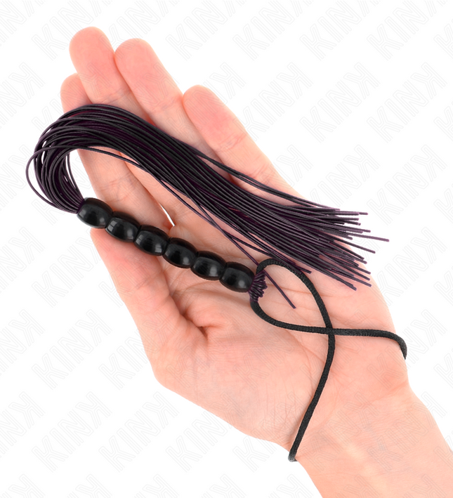 KINK - MINI SILICONE WHIP WITH 6 BLACK BEADS 26 CM