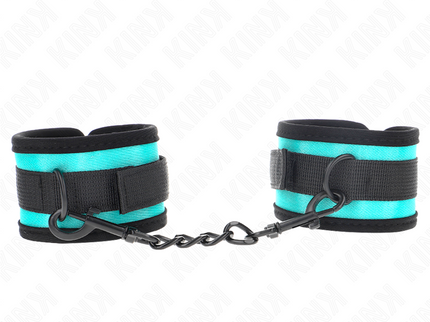 KINK - HOOK AND LOOP NYLON BIND WRIST RESTRAINTS BLACK-BLUE ADJUSTABLE 18-32 CM X 5 CM