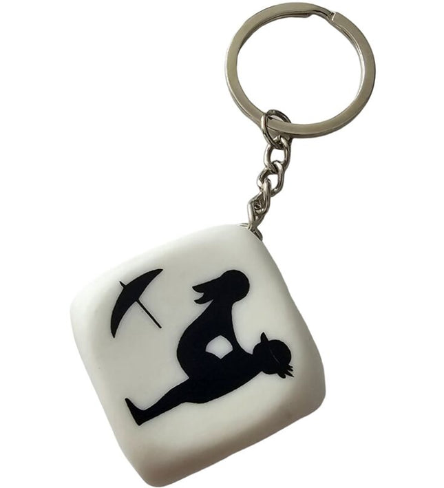 DIABLO PICANTE - WHITE DICE KEYCHAIN WITH POSES