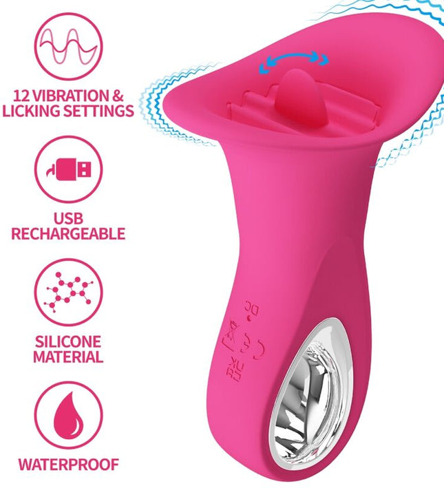 PRETTY LOVE - CLYDE ORAL VIBRATOR VIBRATING TONGUE 12 VIBRATIONS PINK