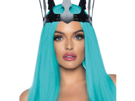 LEG AVENUE - SYNTHETIC LEATHER MALEFICENT CROWN WITH STUDS BLACK